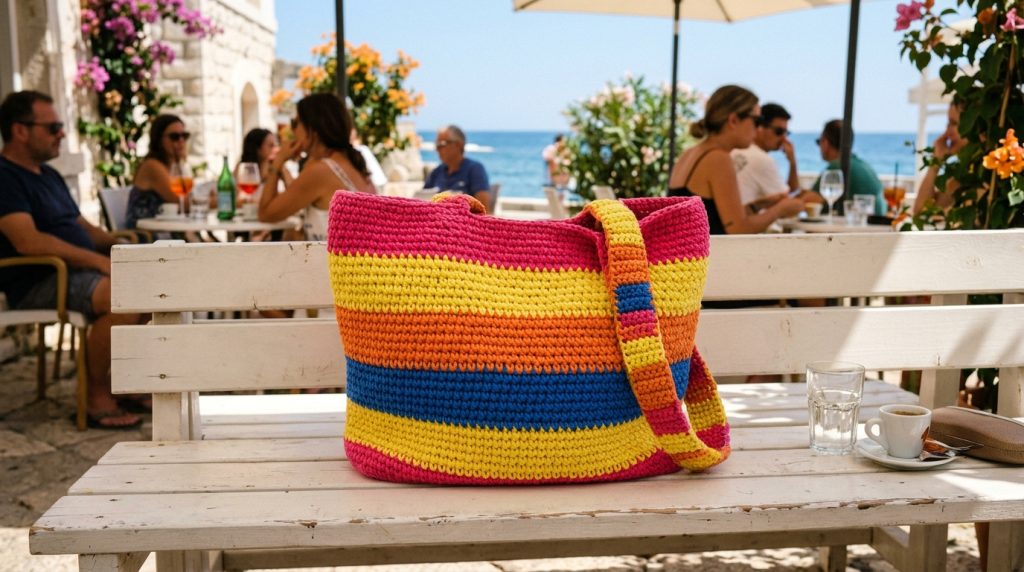 Borsa uncinetto colorata: gioca con le sfumature v