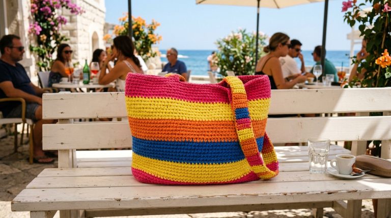 Borsa uncinetto colorata: gioca con le sfumature v