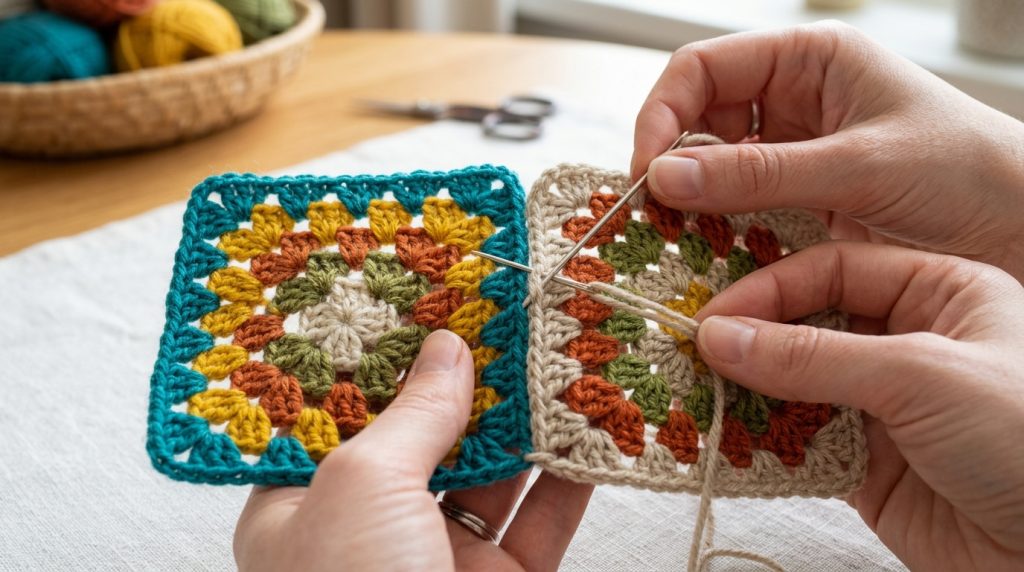 Tutorial borsa uncinetto granny bag: come unire le